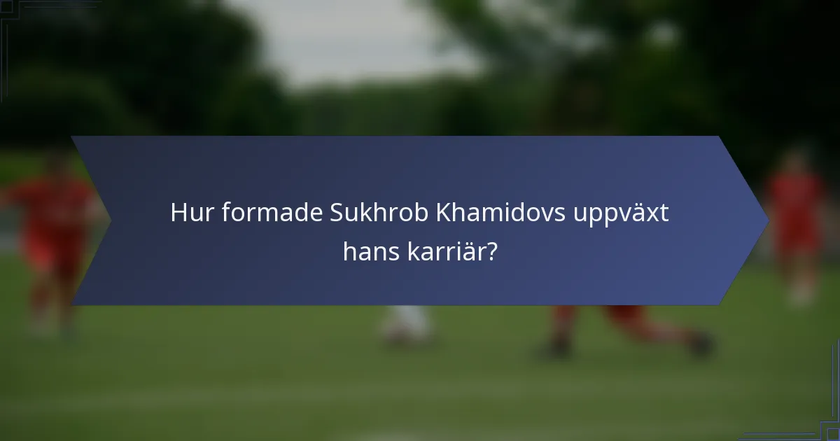 Hur formade Sukhrob Khamidovs uppväxt hans karriär?