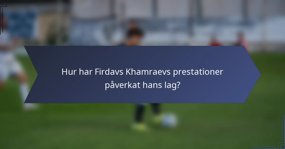 Hur har Firdavs Khamraevs prestationer påverkat hans lag?
