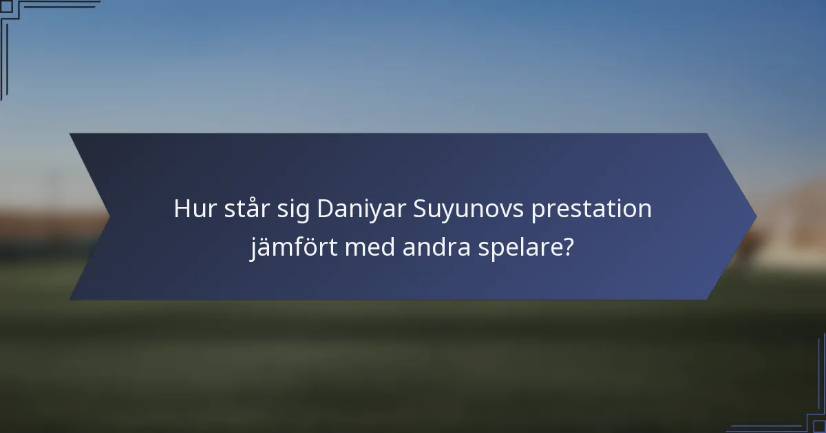 Hur står sig Daniyar Suyunovs prestation jämfört med andra spelare?