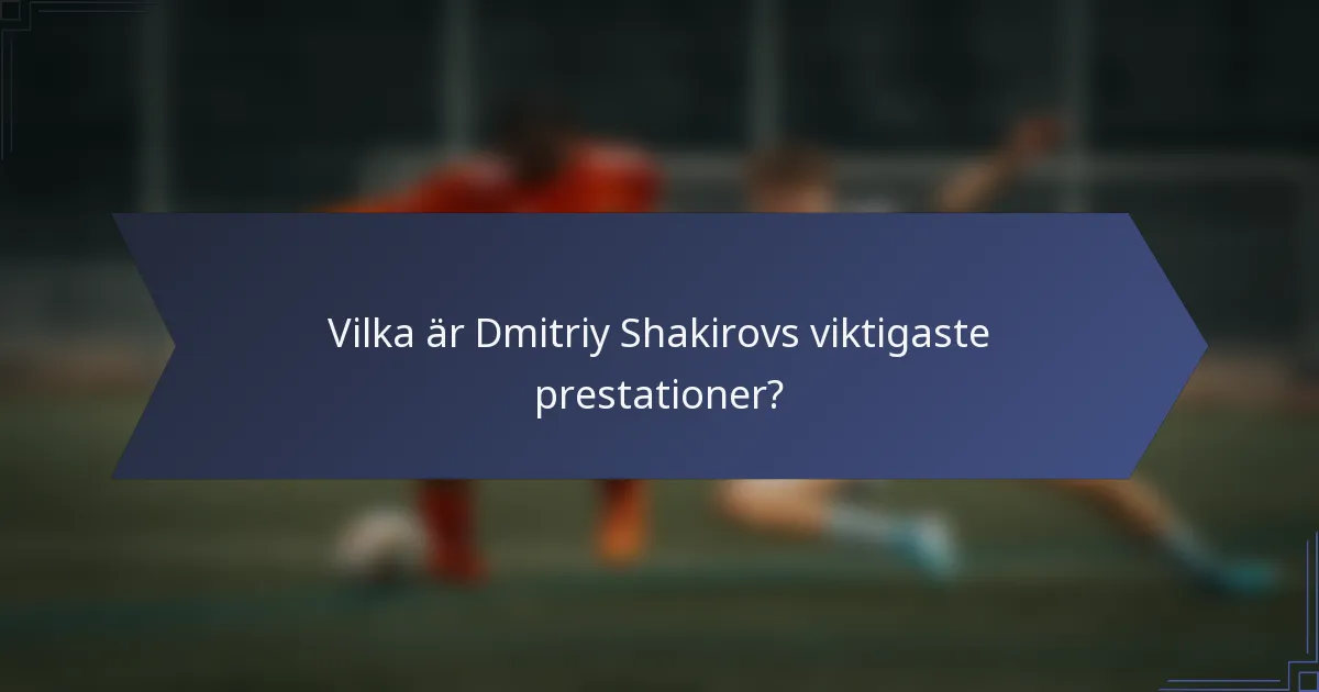 Vilka är Dmitriy Shakirovs viktigaste prestationer?