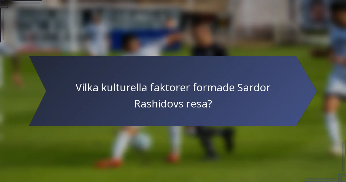Vilka kulturella faktorer formade Sardor Rashidovs resa?