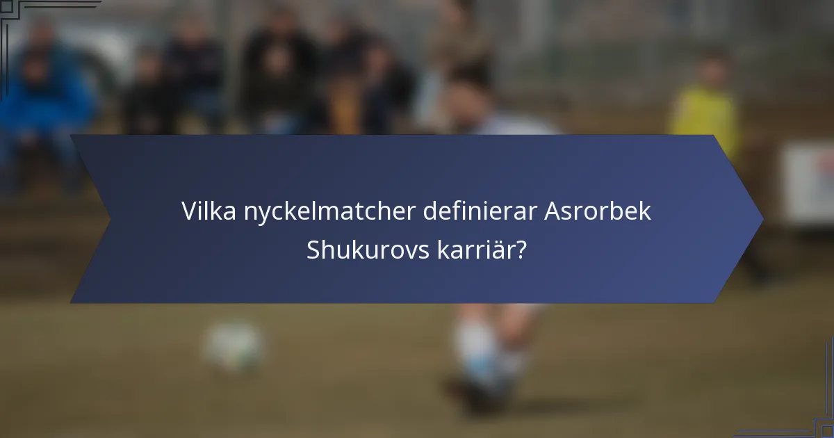Vilka nyckelmatcher definierar Asrorbek Shukurovs karriär?