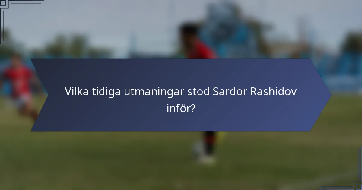 Vilka tidiga utmaningar stod Sardor Rashidov inför?