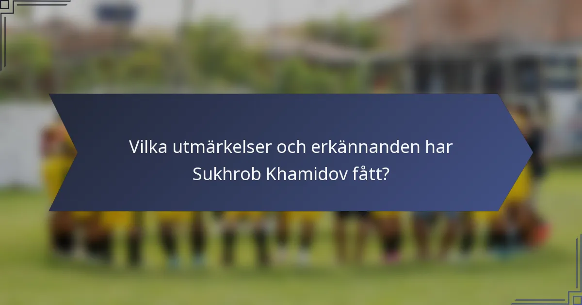 Vilka utmärkelser och erkännanden har Sukhrob Khamidov fått?